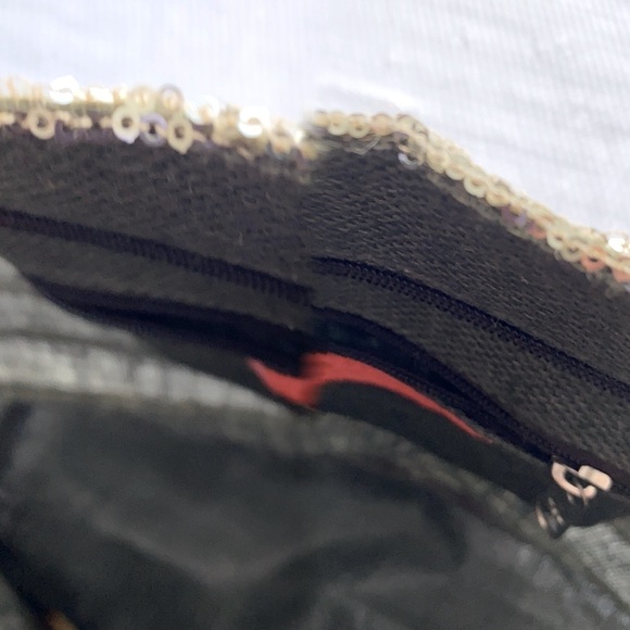 Muche Et Muchette Stylish Gold and Tan Burlap Tote Bag Waxed Bottom - Picture 5 of 12